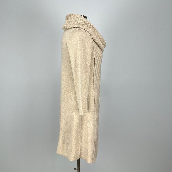 Vince Camuto Beige Tan Cowl Neck Midi Sweater Knit Dress size Small - Picture 5 of 11